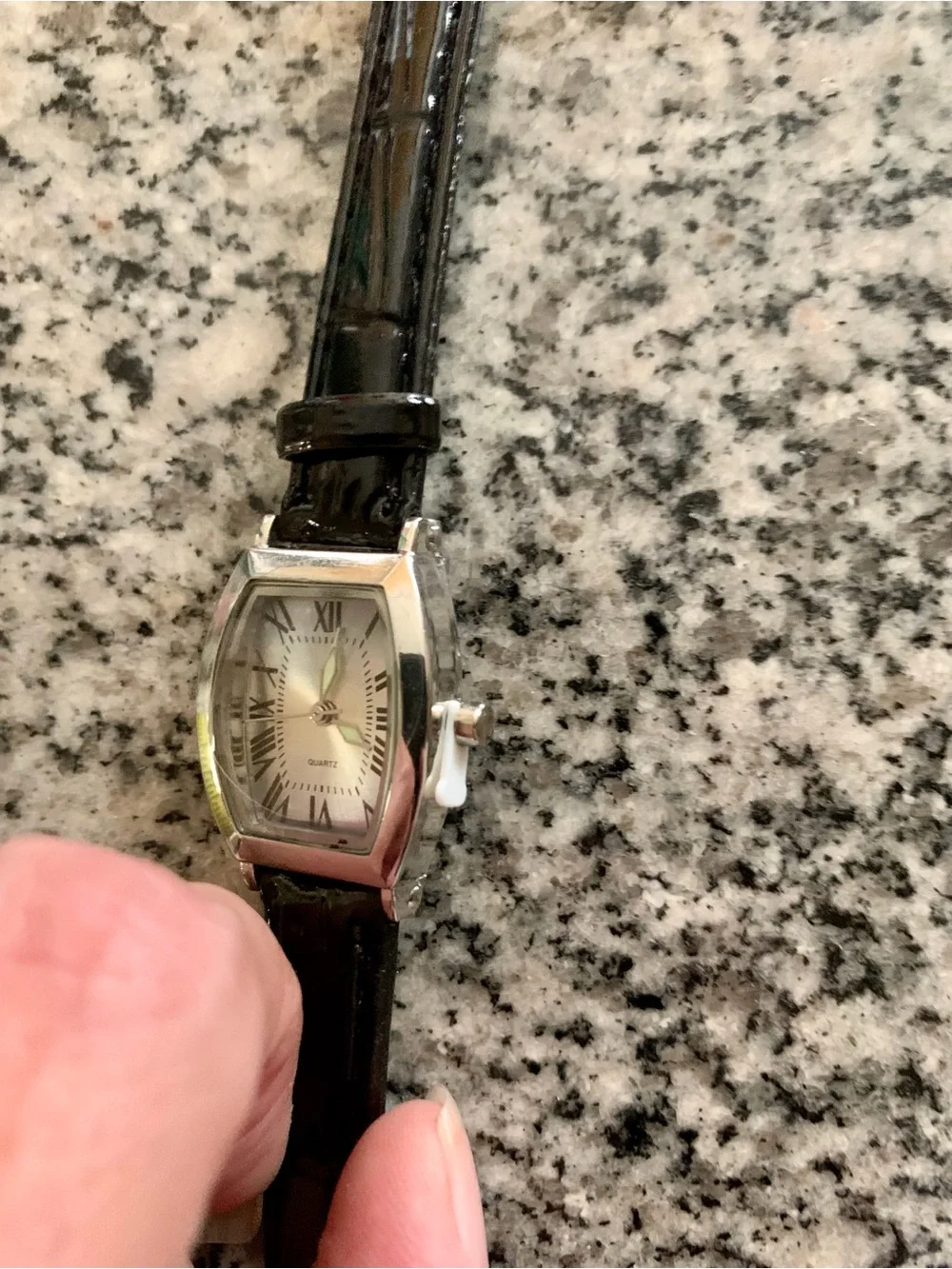 Elegant Black Strap Quartz Watch with Silver-toned Case